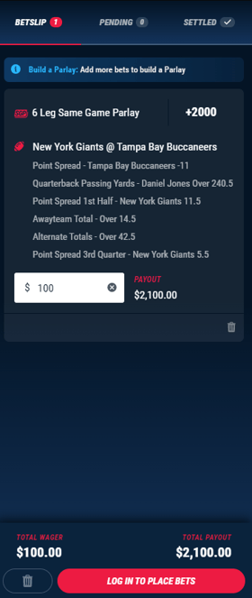 PointsBet Same Game Parlay For Giants vs. Washington Football Team On Thursday  Night Football