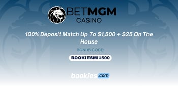 Get BetMGM Casino Bonus Code BOOKIESMI1500: 100% Match Bonus up to $1500 + $25 Extra (Feb 5)