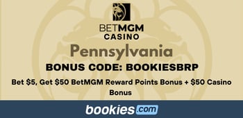 BetMGM Casino PA Bonus Code BOOKIESBRP: Bet $5, Get $50 Reward Points + $50 Casino Bonus on Dec 20th