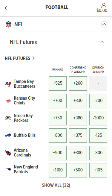 caesars nfl futures