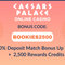 Caesars Palace Online Casino PA Promo Code BOOKIES2500: Get $2,500 Deposit Match Bonus September 22