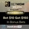 BetMGM New Jersey Bonus Code BOOKIESBG150: Bet $10 Get $150 for NBA, First Round (Mar. 17)