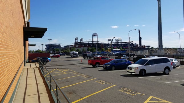 The view from the South Philadelphia Race and Sportsbook, toward Citizens Bank Park and Lincoln Financial Field.