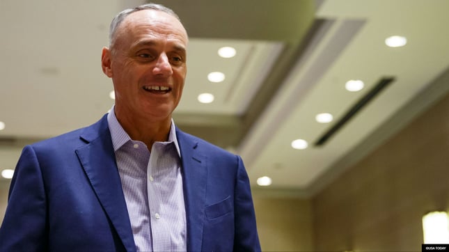 MLB Commissioner Rob Manfred prefers bettors to wager from home over having kiosks at baseball stadiums.