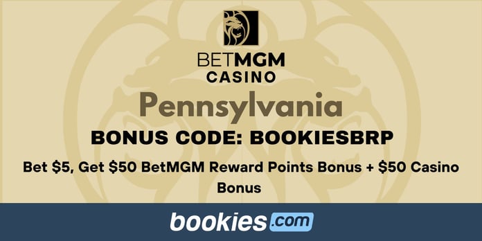 BetMGM Casino PA Bonus Code BOOKIESBRP: Bet $5, Get $50 Reward Points + $50 Casino Bonus on Dec 19th