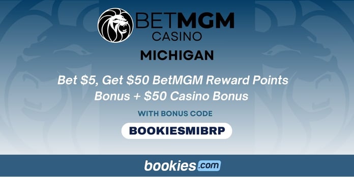 BetMGM MI Casino Bonus Code BOOKIESMIBRP: Bet $5, Get $50 Reward Points + $50 Casino Bonus on Dec 19