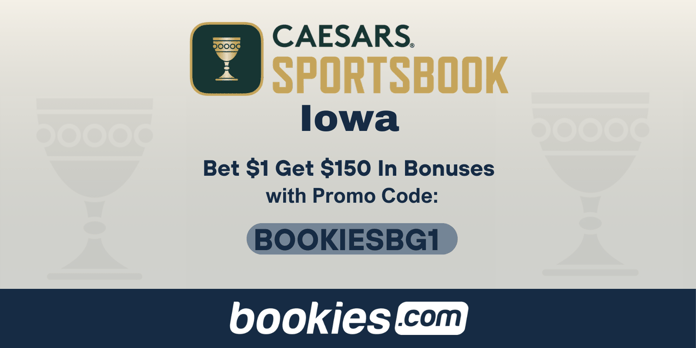 Caesars Iowa Promo Code BOOKIESBG1: Bet $1 Get $150 in Bonuses for NBA, First Round (Mar. 18)