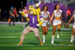 Minnesota Vikings mascot Viktor the Viking and the cheerleader (AP Photo)