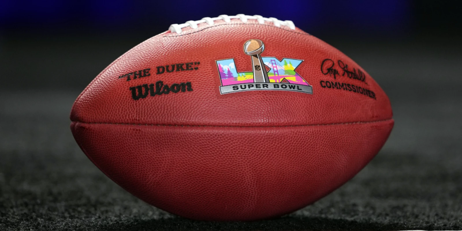 The official football for Super Bowl 60, set for February in Santa Clara, California.