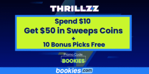 Thrillzz Sportsbook Promo Code BOOKIES: Get $50 in Sweep Coins + 10 Picks Free (Dec. 27)