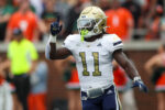 Georgia Tech Yellow Jackets running back Jamal Haynes (11) reacts after scoring a touchdown