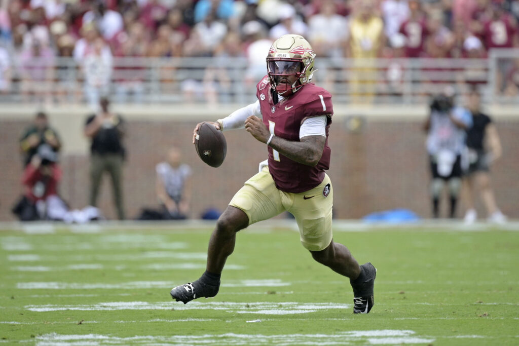 Florida State Seminoles quarterback Tommy Castellanos (1). Melina Myers-Imagn Images