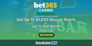 bet365 PA Casino Bonus Code BOOKIES: Delivers $1,000 Bonus Match + 500 Spins (Dec. 26)