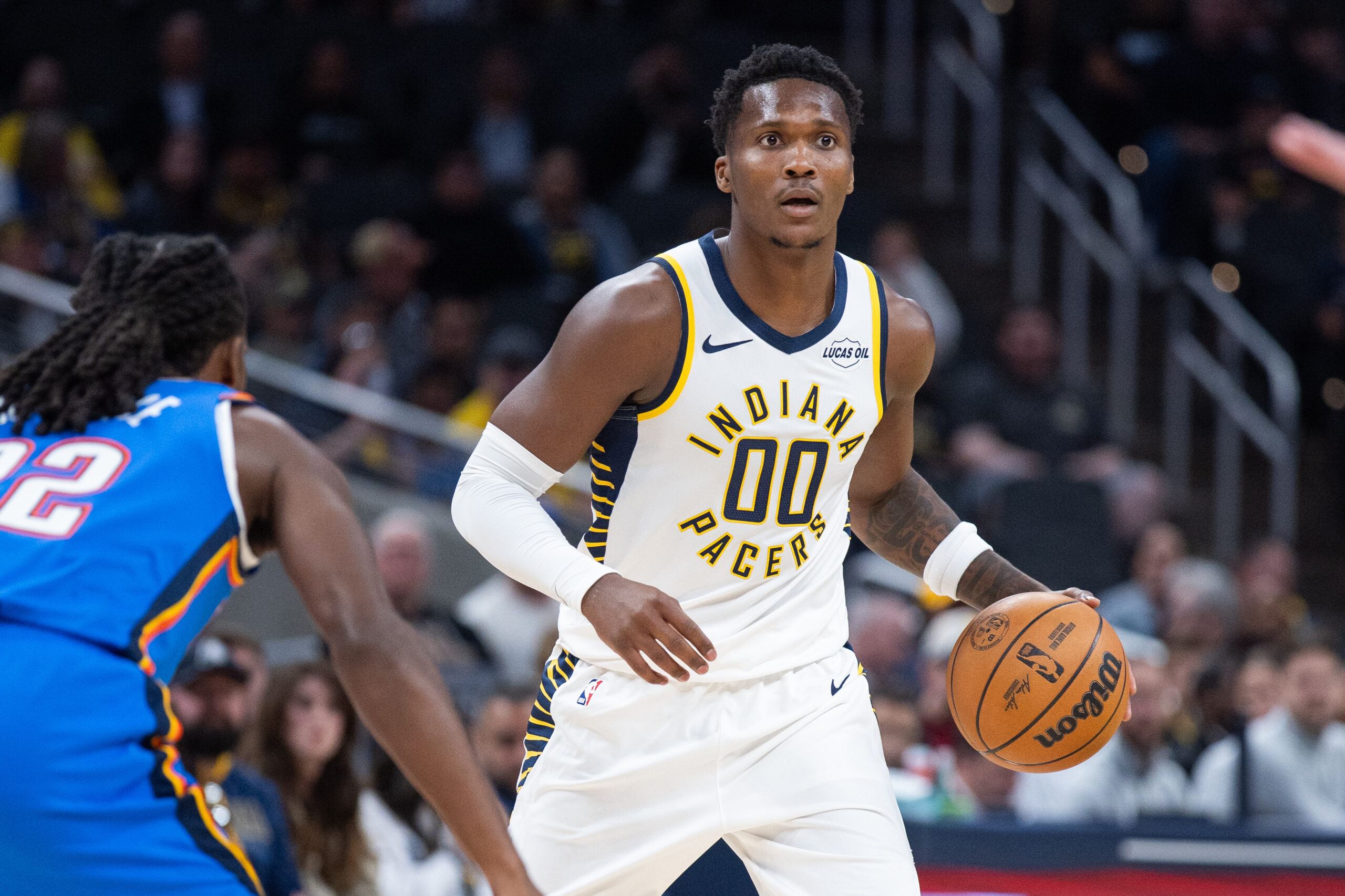 Indiana Pacers guard/forward Bennedict Mathurin (00). Trevor Ruszkowski-Imagn Image