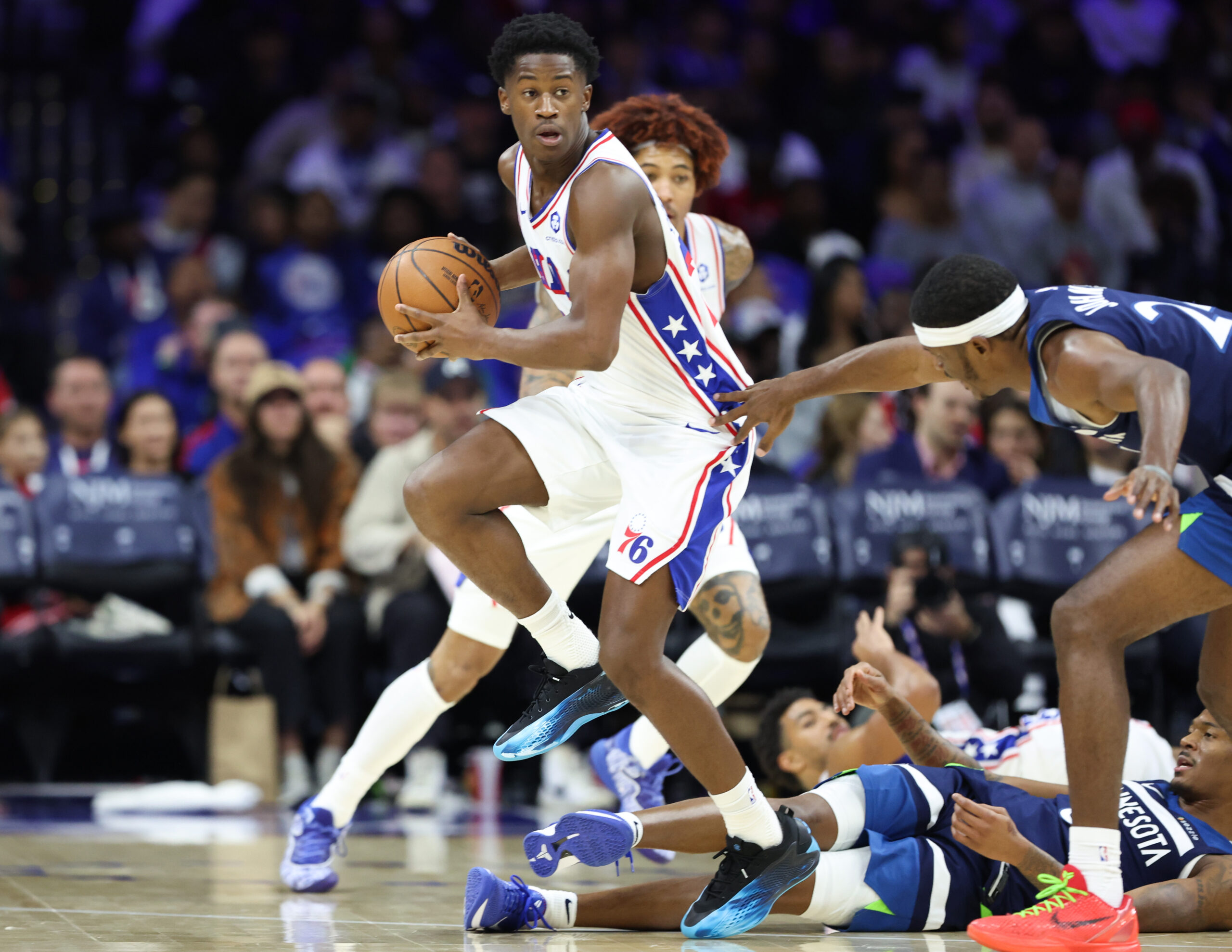 Philadelphia 76ers guard Vj Edgecombe (77). Bill Streicher-Imagn Images
