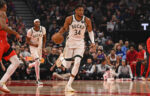 Milwaukee Bucks forward Giannis Antetokounmpo (34). Gerry Angus-Imagn Images