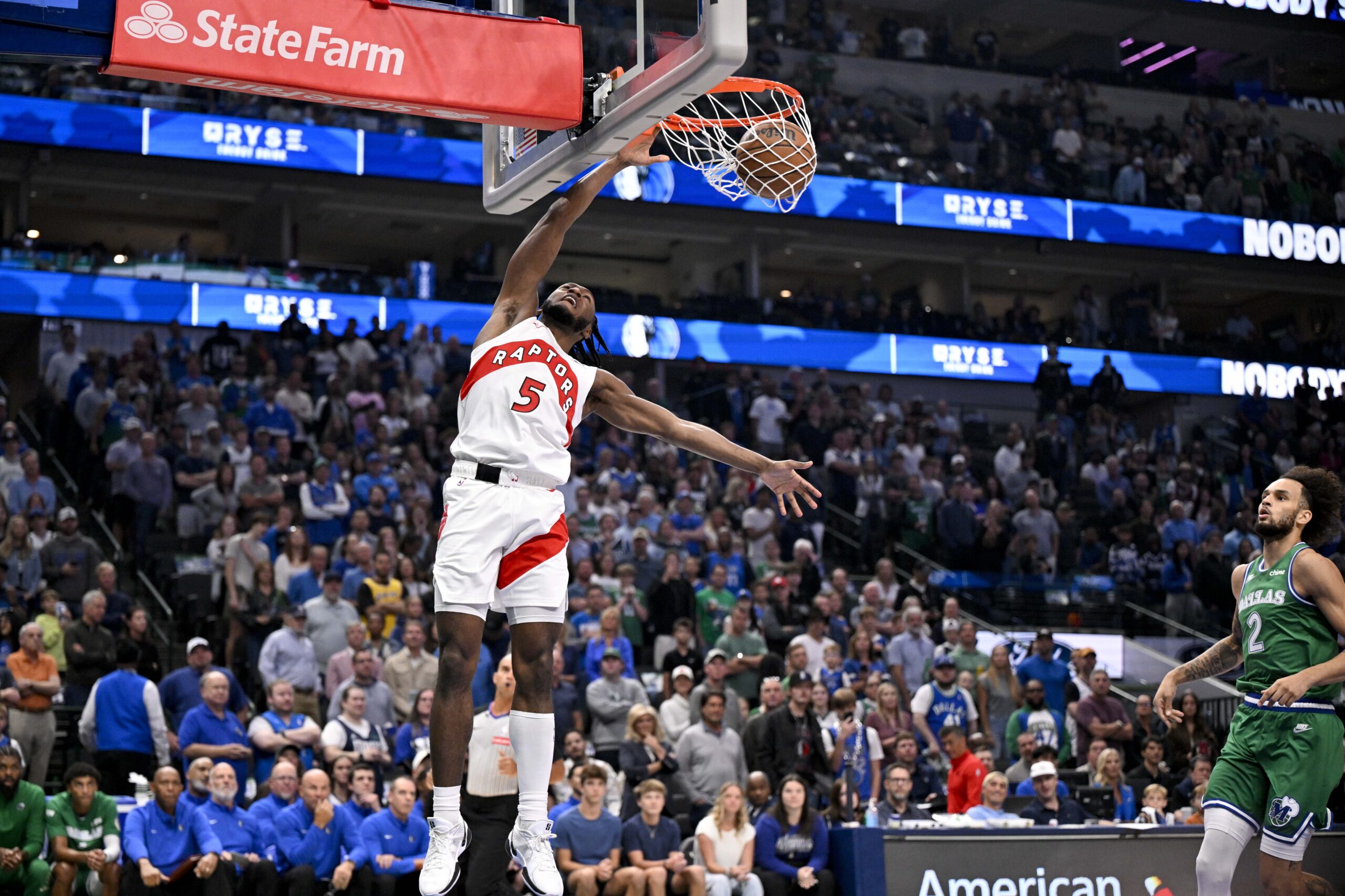 Toronto Raptors guard Immanuel Quickley (5). Jerome Miron-Imagn Images