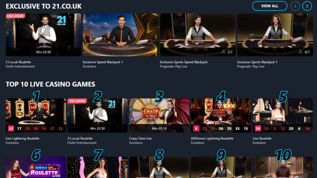 21.co.uk Casino Games
