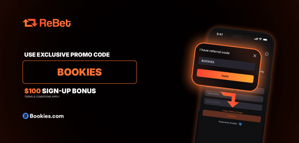 Rebet referral code BOOKIES Image