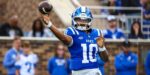 Duke University quarterback Darian Mensah (10) passes the ball (Credit: Sipa US/Alamy Live News)