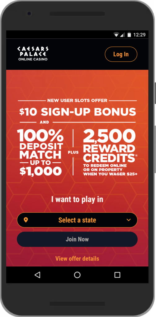 Caesars US Casino Mobile Screenshot