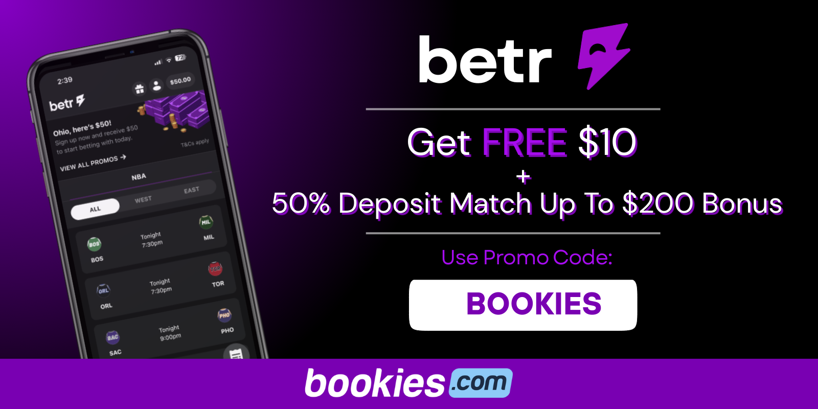 Betr Promo Code BOOKIES: Get $210 Bonus for CBB, NBA Predictions This Week