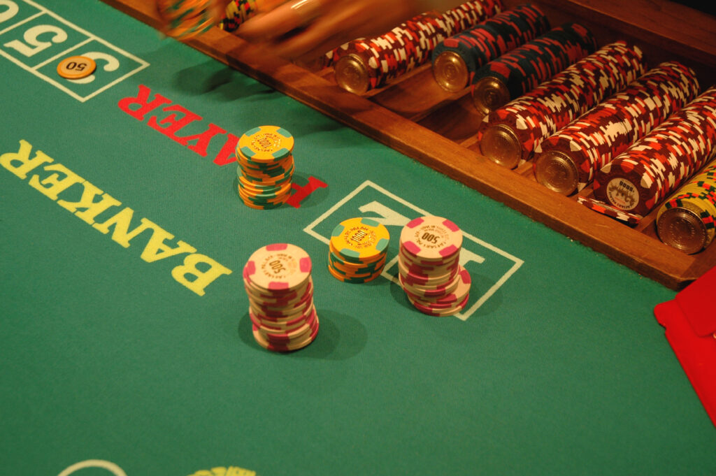 Chips on a Baccarat table