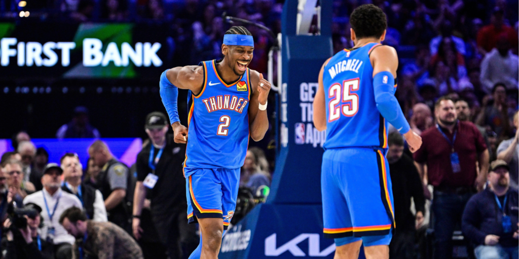 thunder-guard-shai-gilgeous-alexander-celebrates-first-half