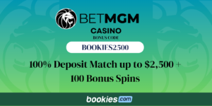 BetMGM Casino Bonus Code BOOKIES2500: Get 100% Deposit Match up to $2,500 + 100 Bonus Spins (Apr. 2)