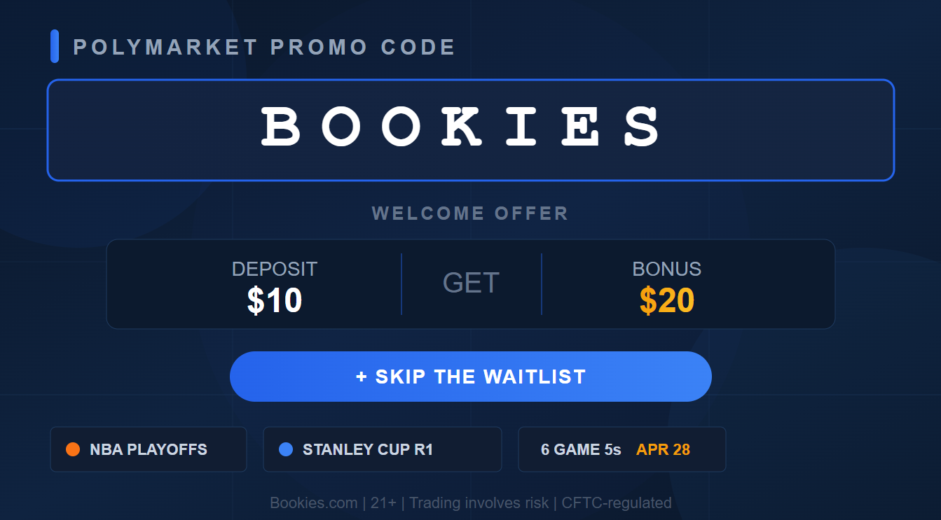 Polymarket Invite Code BOOKIES: Get $20 Bonus for MLB, NBA, NHL Trading (Apr. 28)