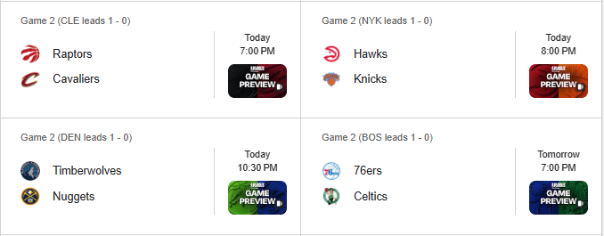 NBA GAMES APRIL 20, 2026