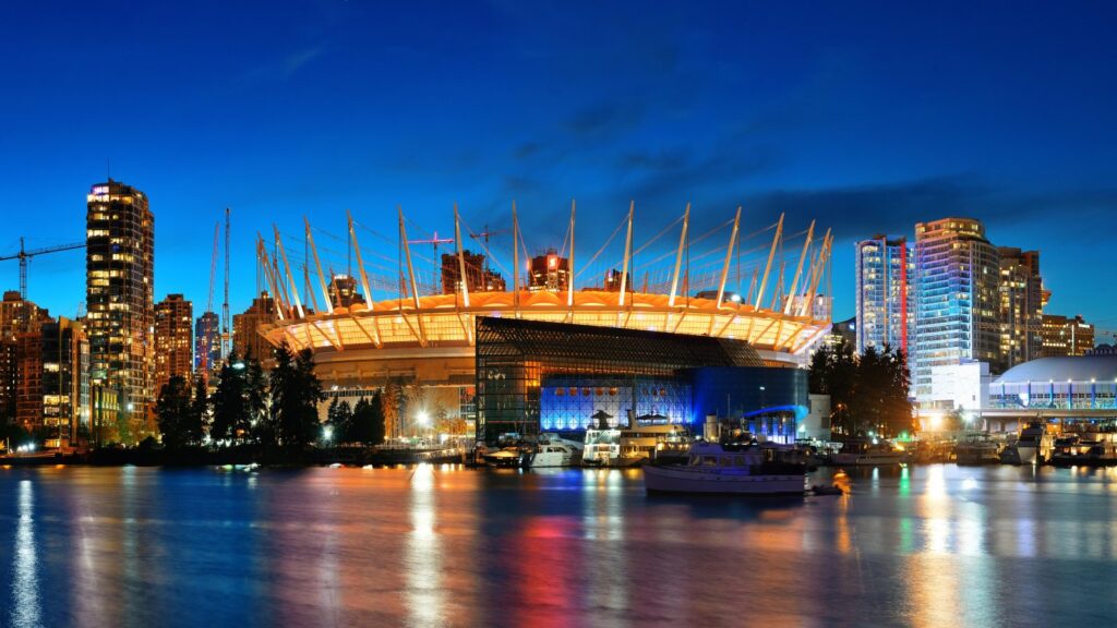 BC Place, Vancouver, at night