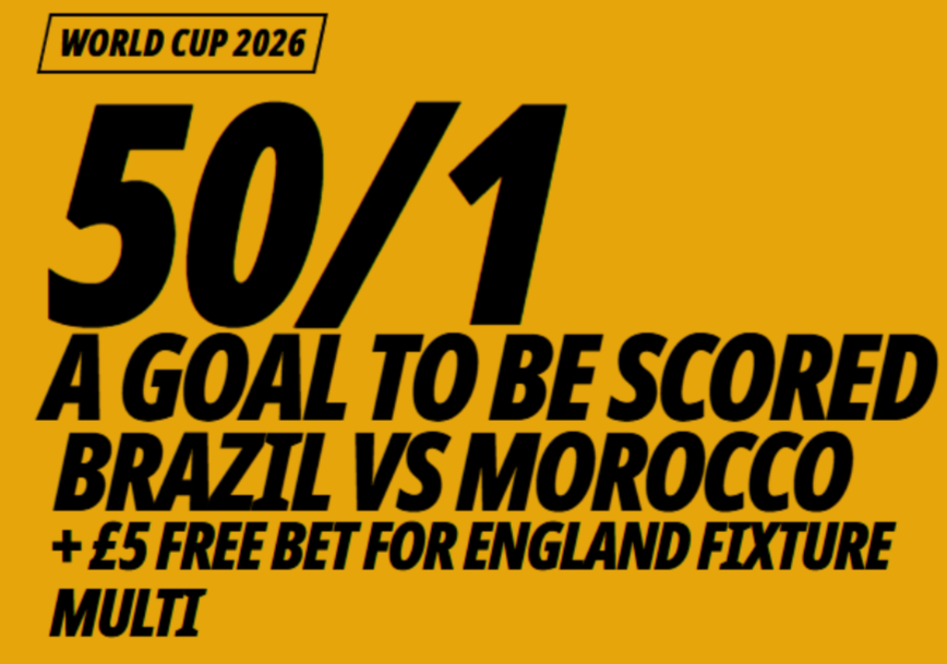 Betfair World Cup Betting Offer: Get 50/1 on a Goal to be Scored in Brazil vs Morocco