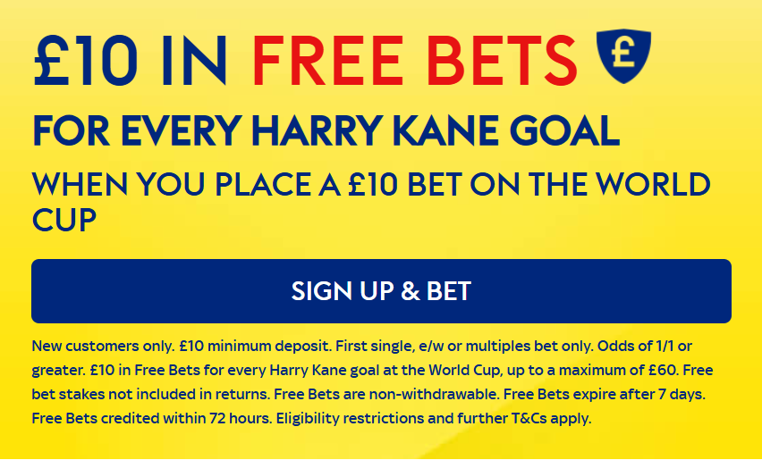 Sky Bet Free Bets: Get £10 in Free Bets Every Time Harry Kane Scores at the World Cup