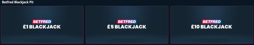 Betfred casino blackjack pit