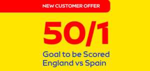 Sky Bet Free Bets: Get 50/1 on a Goal to be Score in England vs Spain