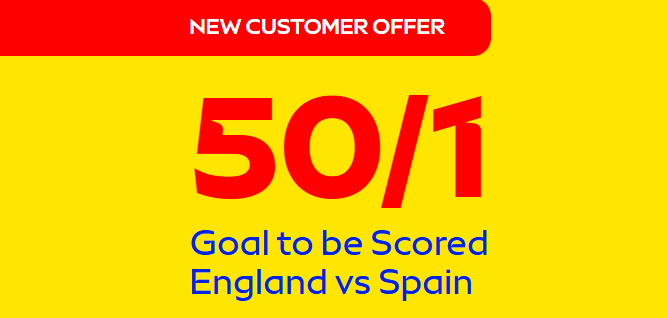 Sky Bet Free Bets: Get 50/1 on a Goal to be Score in England vs Spain