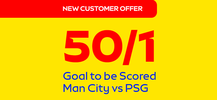 Man City vs PSG Free Bets: Get 50/1 on a Champions League Goal at Sky Bet