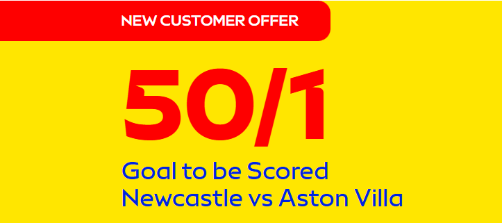 Sky Bet 50/1 Welcome Offer Newcastle vs Aston Villa Over 0.5 Goals
